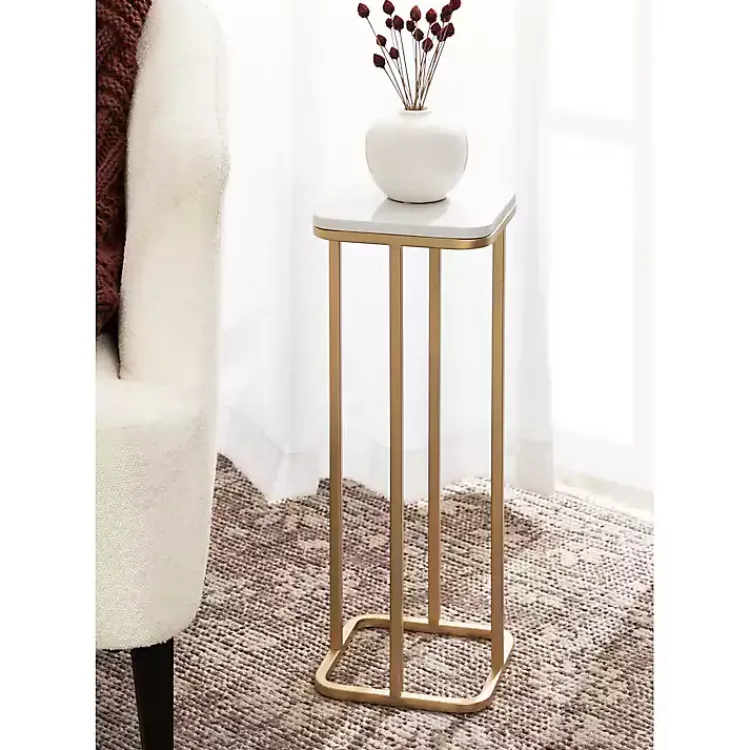 Accent & End Tables-Kirklands Home and White Credele Accent Table Gold
