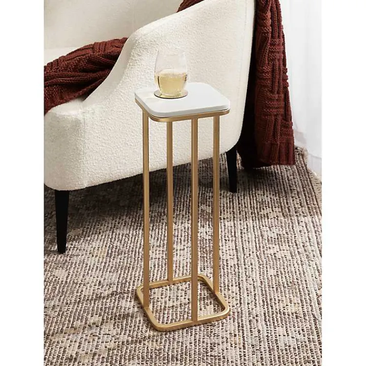 Accent & End Tables-Kirklands Home and White Credele Accent Table Gold