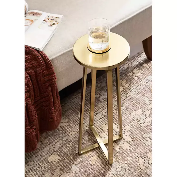 Accent & End Tables-Kirklands Home Round Zia Metal Accent Table Gold