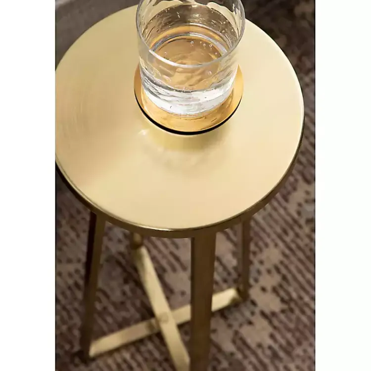 Accent & End Tables-Kirklands Home Round Zia Metal Accent Table Gold