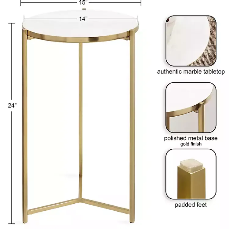 Accent & End Tables-Kirklands Home Round Aguilar Accent Table Gold