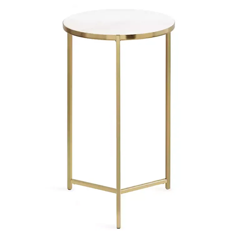 Accent & End Tables-Kirklands Home Round Aguilar Accent Table Gold