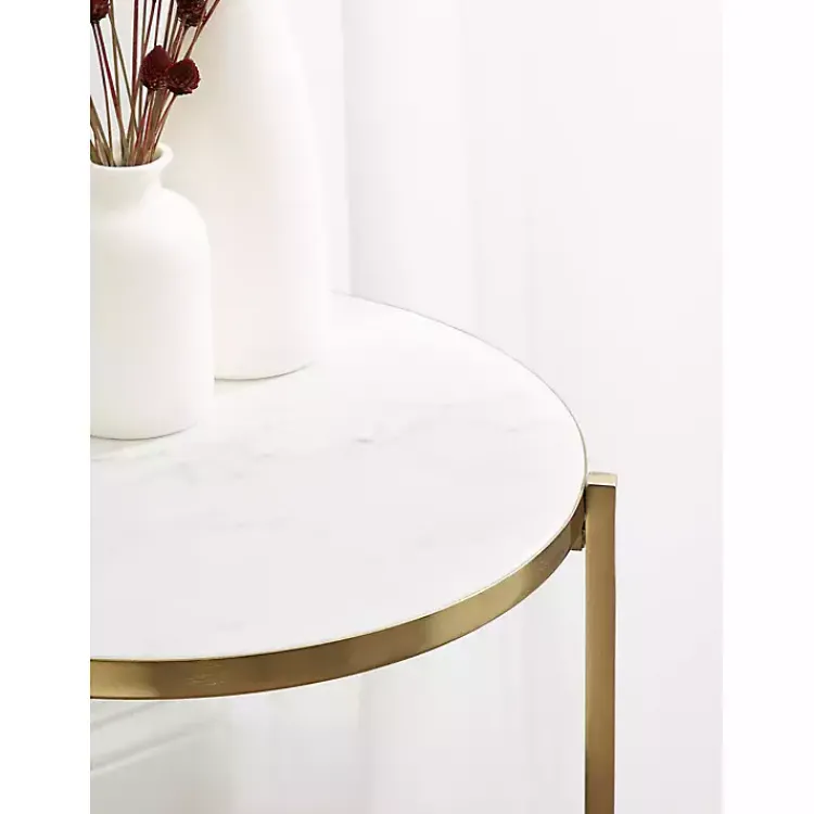Accent & End Tables-Kirklands Home Round Aguilar Accent Table Gold