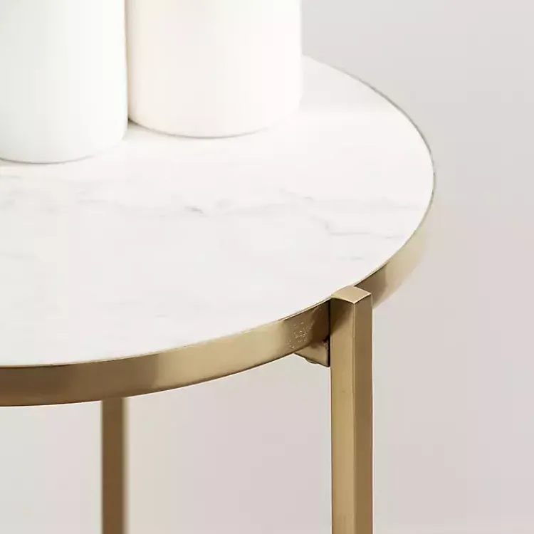 Accent & End Tables-Kirklands Home Round Aguilar Accent Table Gold