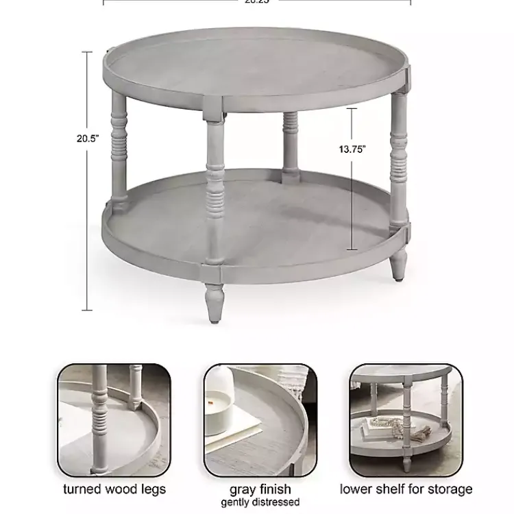 Coffee Tables-Kirklands Home Round Bellport Coffee Table Gray