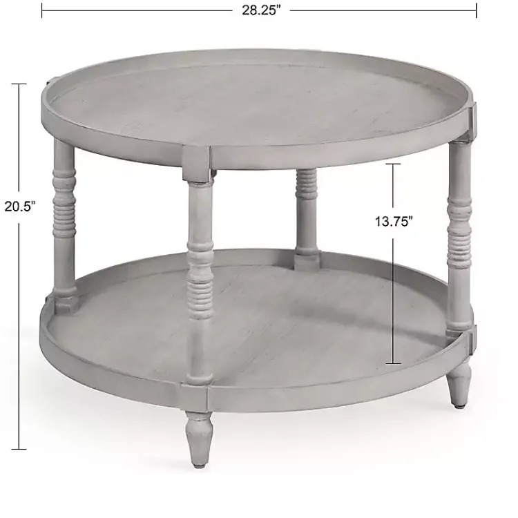 Coffee Tables-Kirklands Home Round Bellport Coffee Table Gray