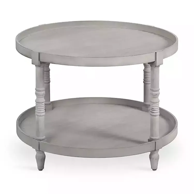 Coffee Tables-Kirklands Home Round Bellport Coffee Table Gray