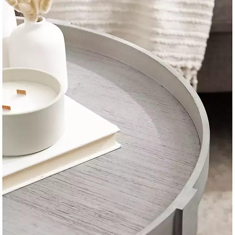 Coffee Tables-Kirklands Home Round Bellport Coffee Table Gray