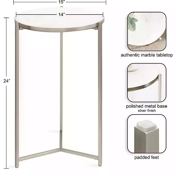 Accent & End Tables-Kirklands Home Round Aguilar Accent Table Silver