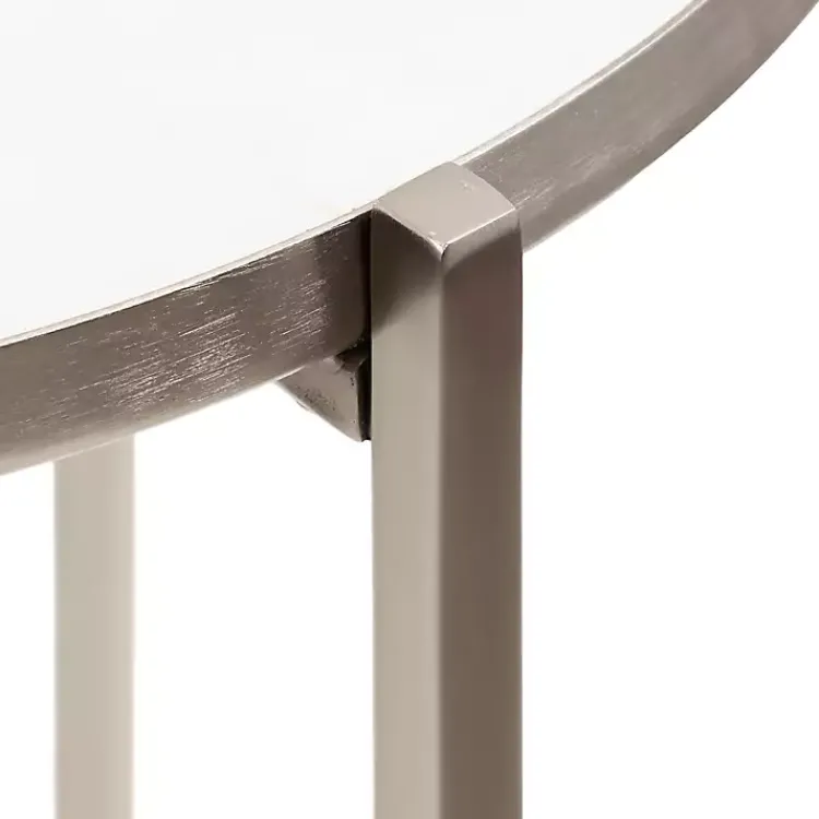 Accent & End Tables-Kirklands Home Round Aguilar Accent Table Silver