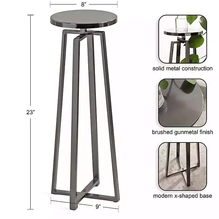 Accent & End Tables-Kirklands Home Round Zia Pewter Metal Accent Table Gray