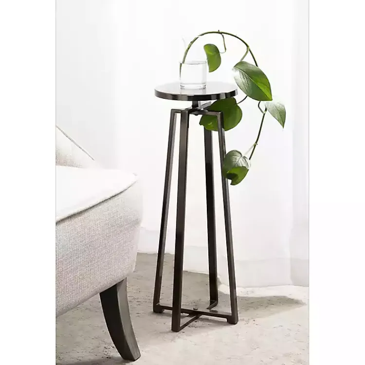 Accent & End Tables-Kirklands Home Round Zia Pewter Metal Accent Table Gray