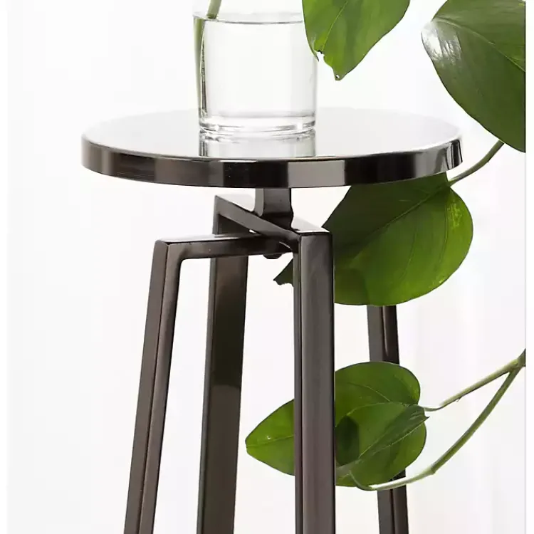 Accent & End Tables-Kirklands Home Round Zia Pewter Metal Accent Table Gray
