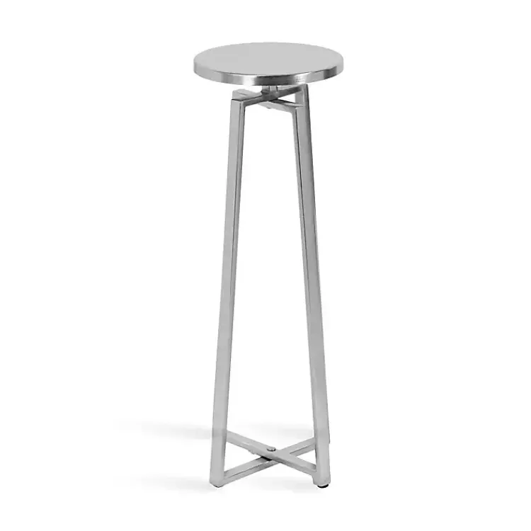 Accent & End Tables-Kirklands Home Round Zia Metal Accent Table Silver