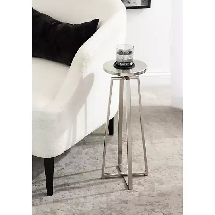 Accent & End Tables-Kirklands Home Round Zia Metal Accent Table Silver