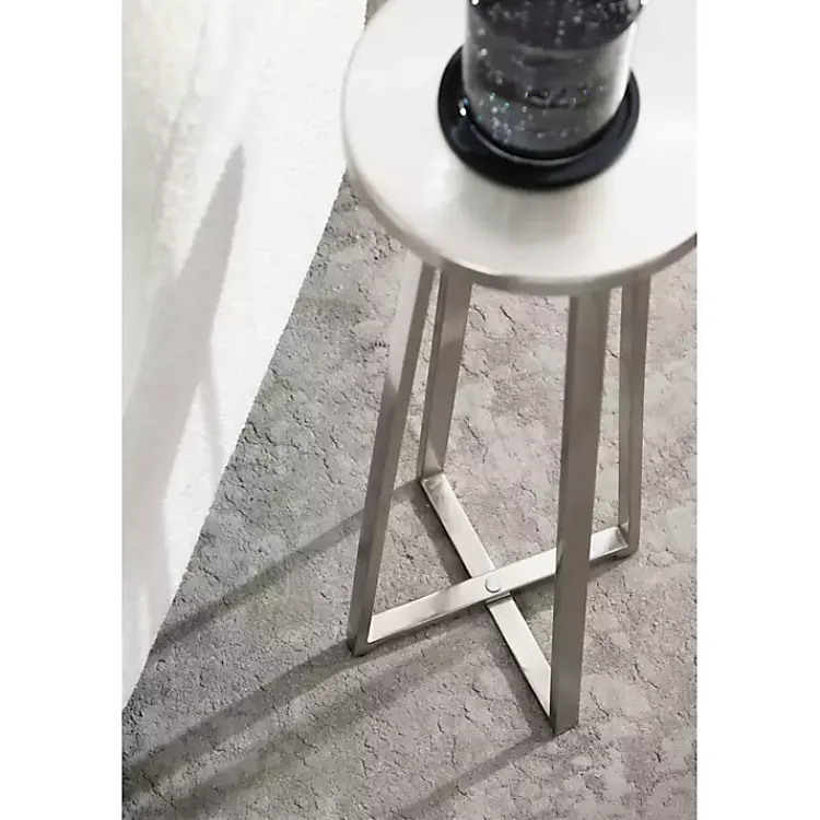 Accent & End Tables-Kirklands Home Round Zia Metal Accent Table Silver