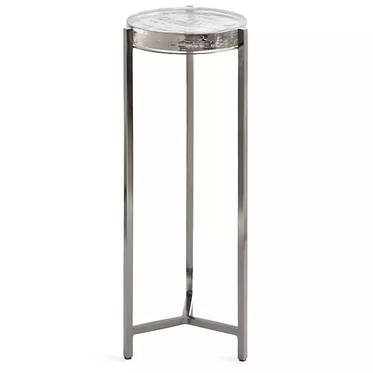 Accent & End Tables-Kirklands Home Round Pewter Aguilar Accent Table