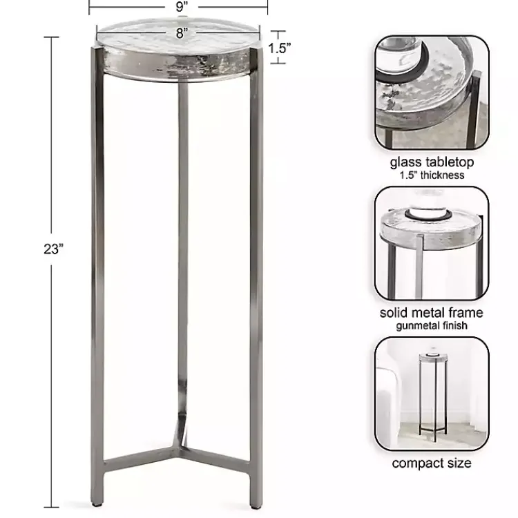 Accent & End Tables-Kirklands Home Round Pewter Aguilar Accent Table