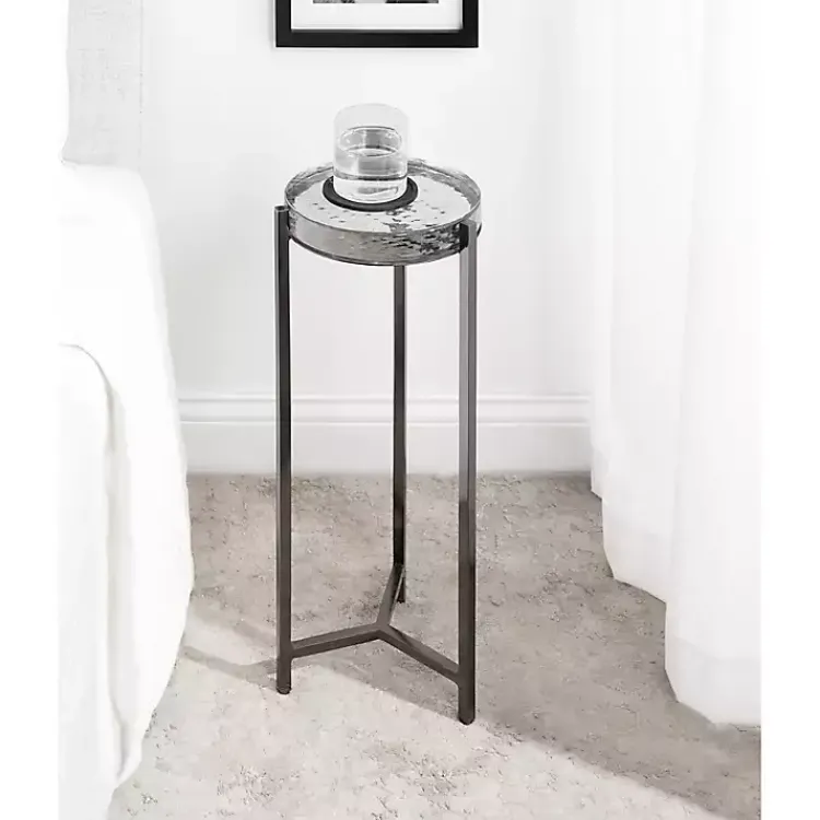 Accent & End Tables-Kirklands Home Round Pewter Aguilar Accent Table
