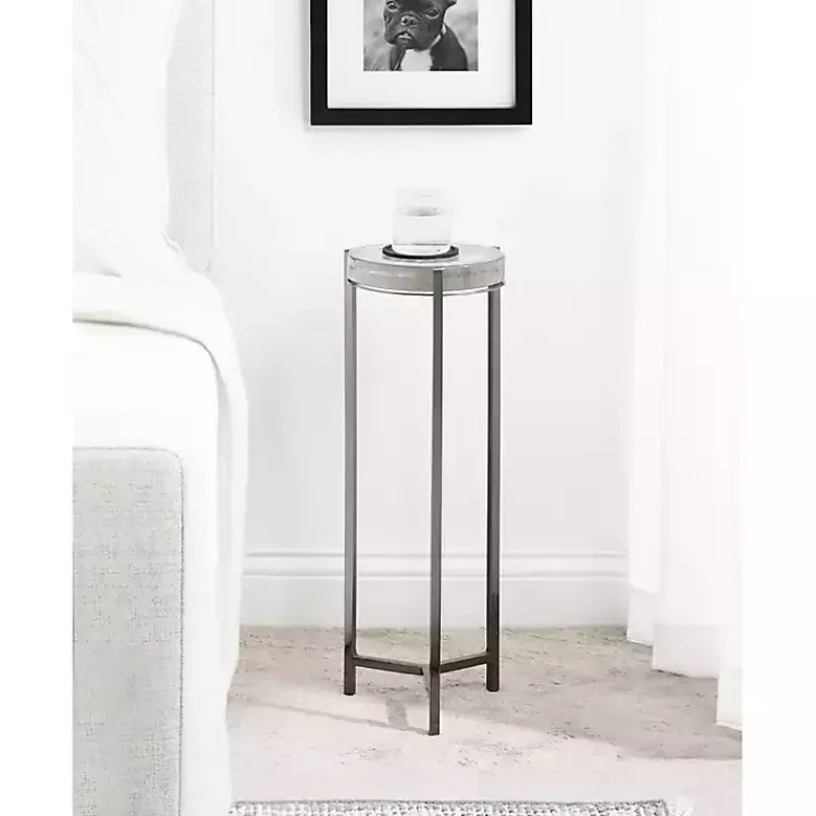 Accent & End Tables-Kirklands Home Round Pewter Aguilar Accent Table