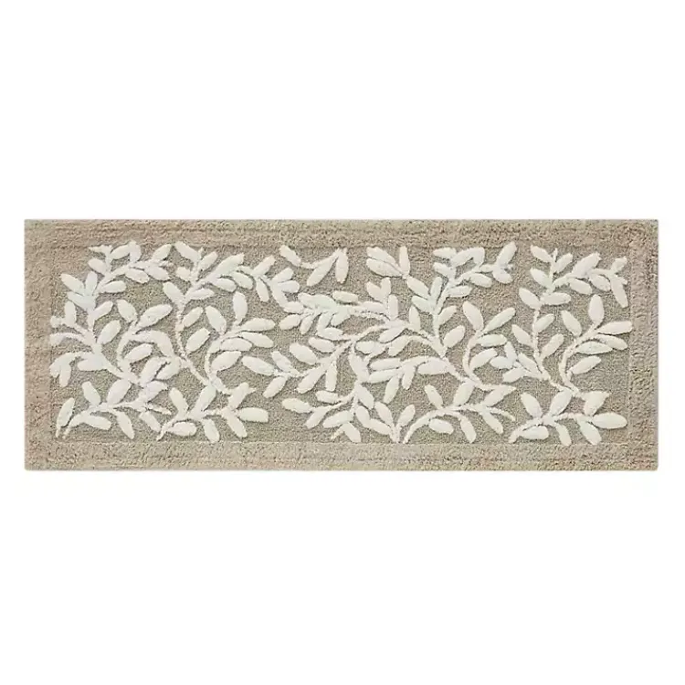 Bathroom Rugs-Kirklands Home Tan Botanical Cotton Bath Mat, 60 in.
