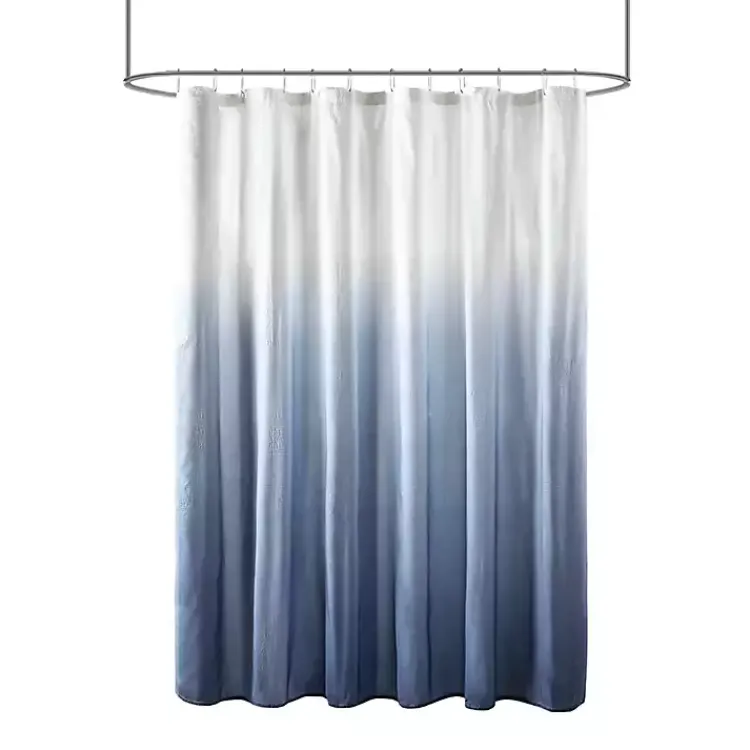 Shower Curtains-Kirklands Home Blue Ombre Seersucker Shower Curtain