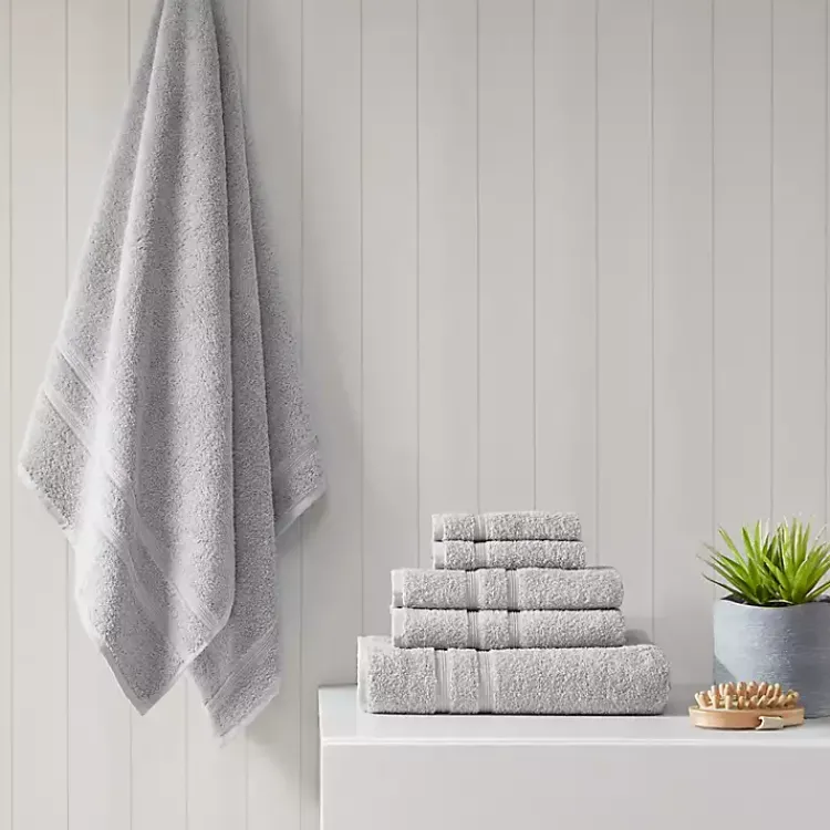 Bath Towels-Kirklands Home Turkish Cotton 6-pc. Towel Set Gray