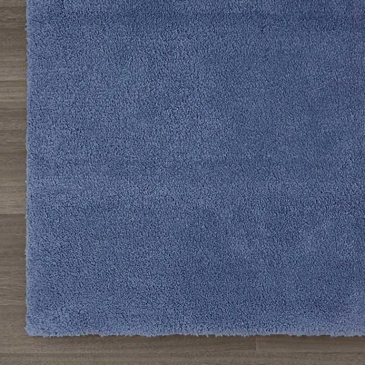 Bathroom Rugs-Kirklands Home Blue Plush Microfiber Bath Mat, 20x24