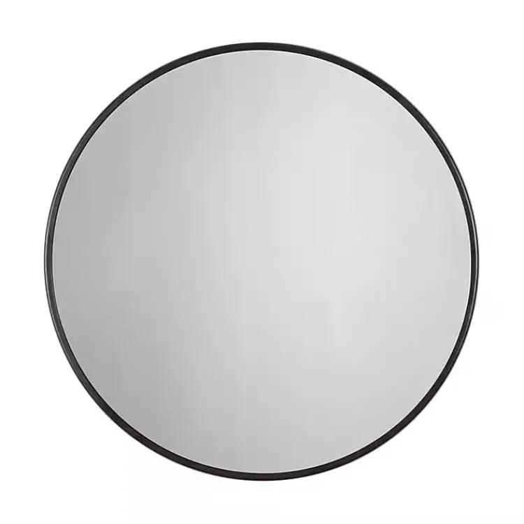 Framed Mirrors-Kirklands Home Modern Metal Round Wall Mirror Black