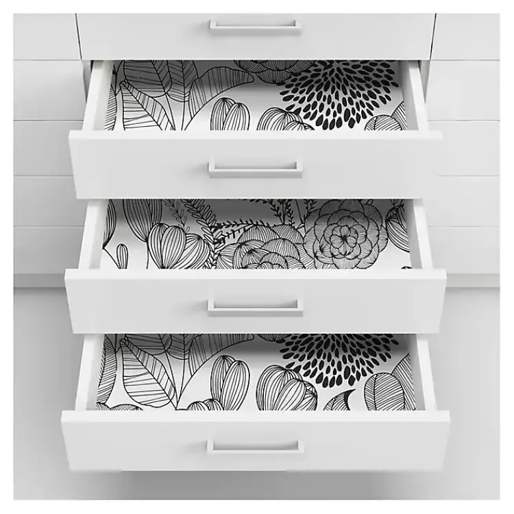 Wall Murals & Wallpaper-Kirklands Home & White Floral Garden Peel & Stick Wallpaper Black