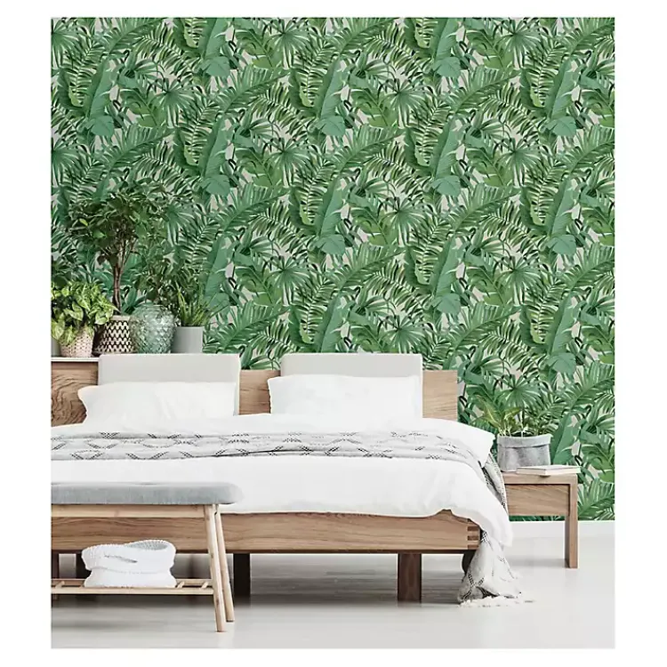 Wall Murals & Wallpaper-Kirklands Home Tropical Leaves Peel & Stick Wallpaper Green
