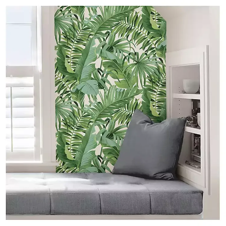 Wall Murals & Wallpaper-Kirklands Home Tropical Leaves Peel & Stick Wallpaper Green