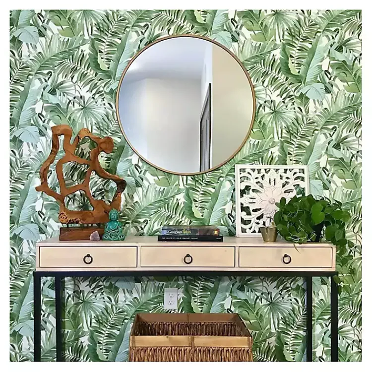 Wall Murals & Wallpaper-Kirklands Home Tropical Leaves Peel & Stick Wallpaper Green