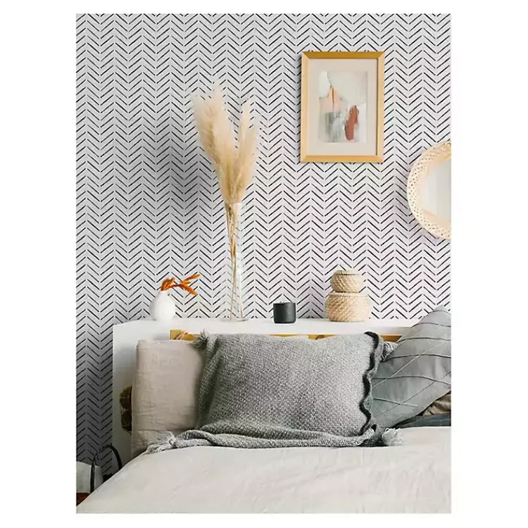 Wall Murals & Wallpaper-Kirklands Home Black & White Chevron Peel & Stick Wallpaper