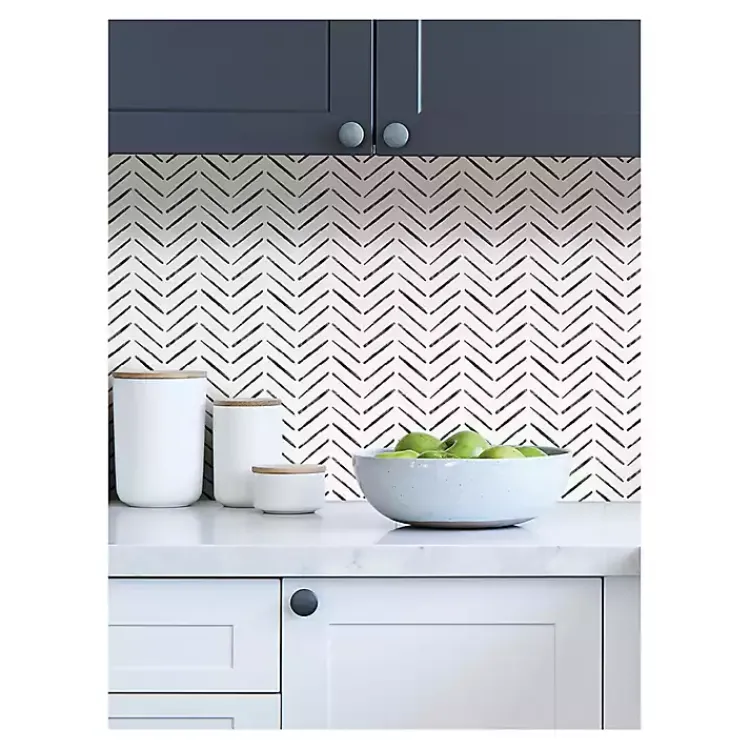 Wall Murals & Wallpaper-Kirklands Home Black & White Chevron Peel & Stick Wallpaper