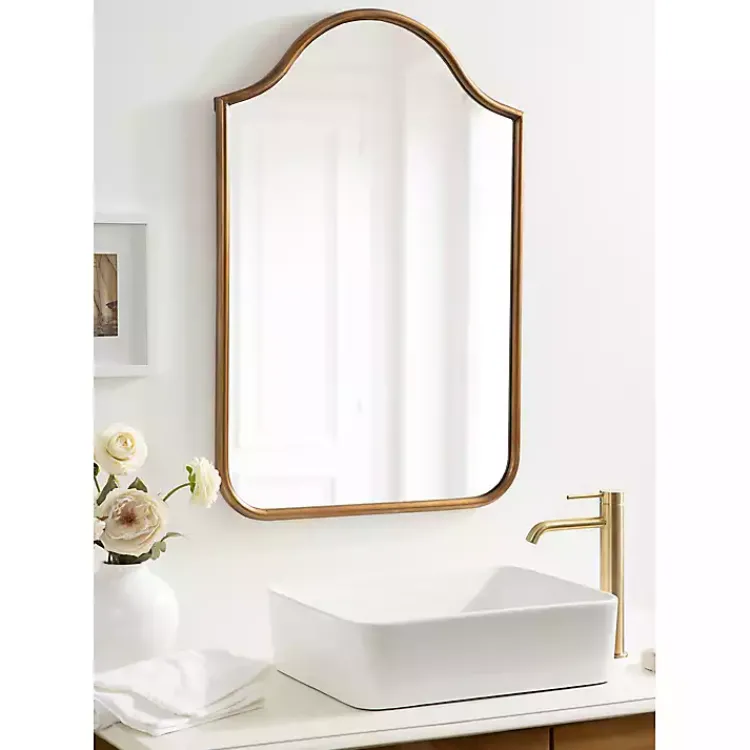 Decorative Mirrors-Kirklands Home Scalloped Arch Fellows Wall Mirror Gold