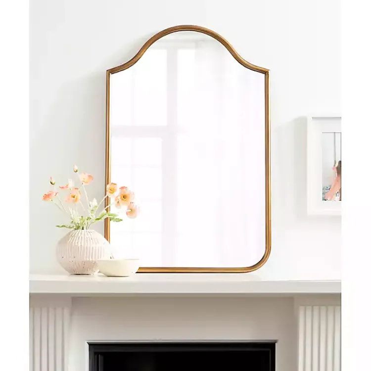 Decorative Mirrors-Kirklands Home Scalloped Arch Fellows Wall Mirror Gold