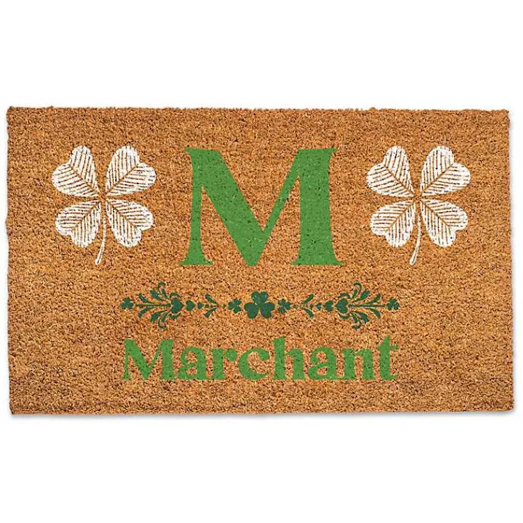 Doormats-Kirklands Home Shamrock Personalized Monogram Coir Doormat