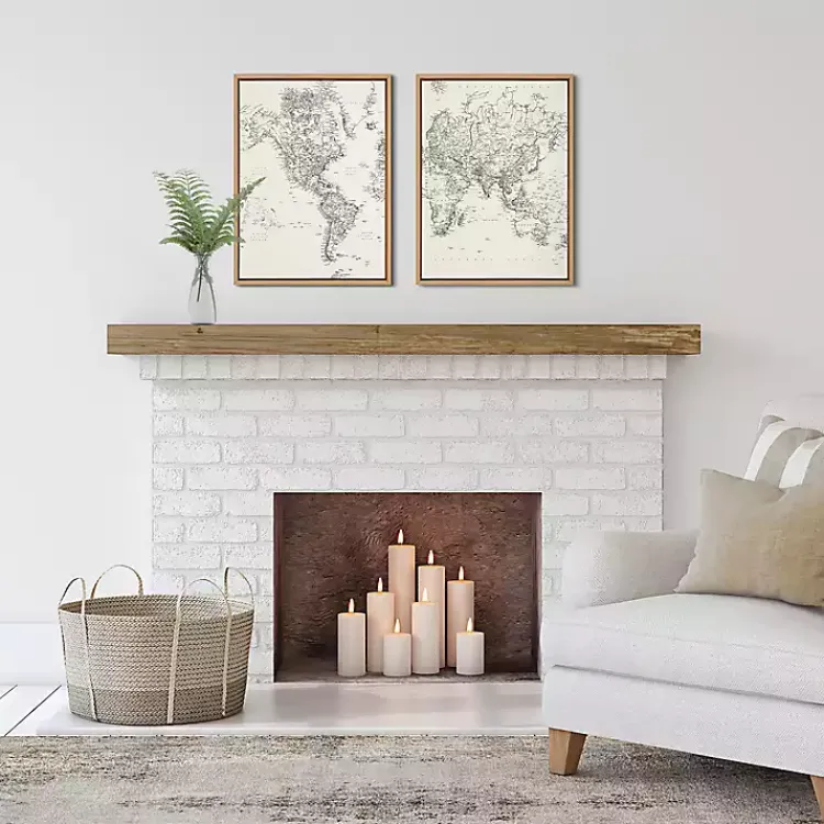 Canvas Art-Kirklands Home Vintage World Map Framed Canvas Art, Set of 2