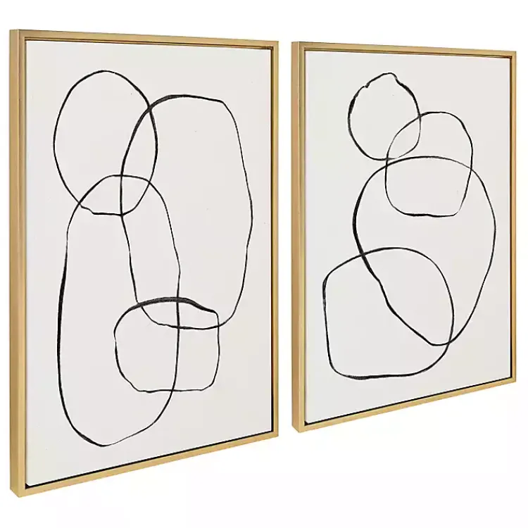 Canvas Art-Kirklands Home Neutral Circles Framed Canvas Art Prints, Set of 2