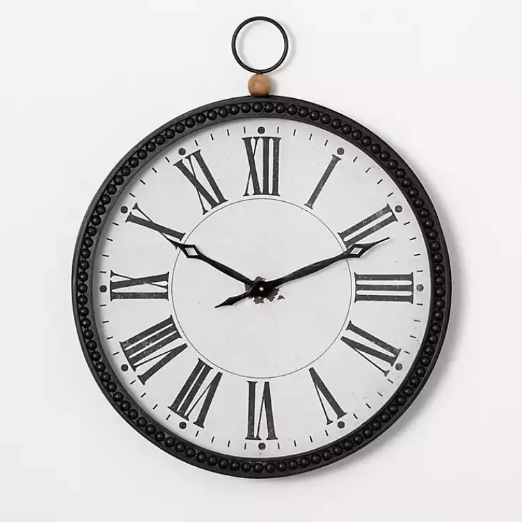Clocks-Kirklands Home Black Beaded Metal Wall Clock