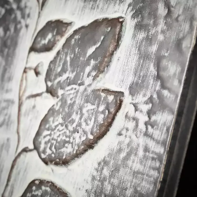 Wall Plaques-Kirklands Home Gray Metal Raised Leaf Wall Plaques, Set of 2