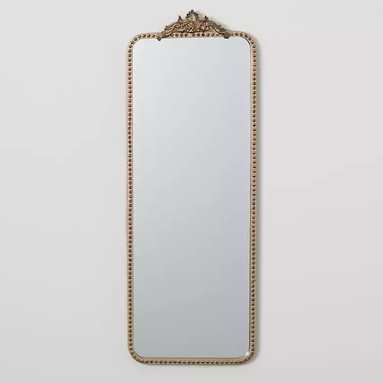 Decorative Mirrors-Kirklands Home Gold Metal Beaded Frame Vintage Wall Mirror
