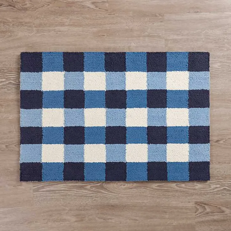 Accent Rugs-Kirklands Home Navy Plaid Hooked Accent Rug Blue