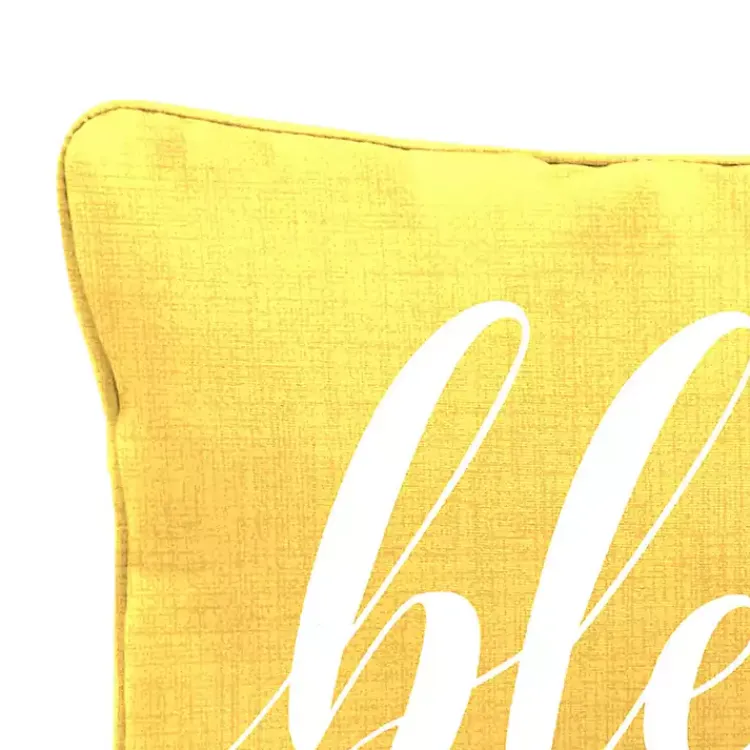 Outdoor Cushions & Pillows-Kirklands Home Yellow Blessed Outdoor Lumbar Pillow
