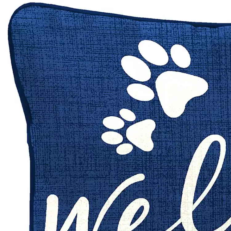 Outdoor Cushions & Pillows-Kirklands Home Navy Dogs Welcome Outdoor Lumbar Pillow