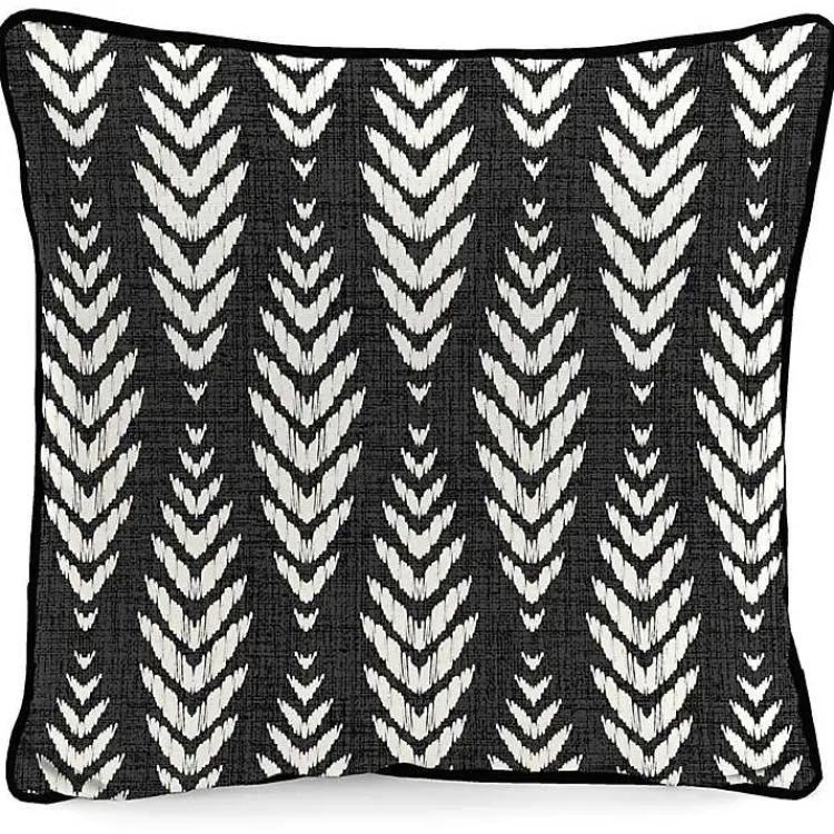 Outdoor Cushions & Pillows-Kirklands Home Black & White Geometric Leaves Outdoor Pillow