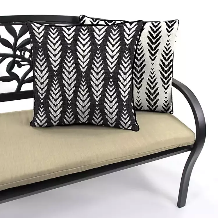 Outdoor Cushions & Pillows-Kirklands Home Black & White Geometric Leaves Outdoor Pillow