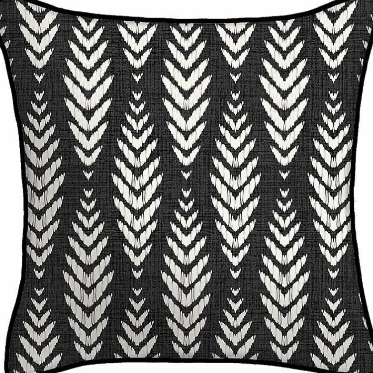 Outdoor Cushions & Pillows-Kirklands Home Black & White Geometric Leaves Outdoor Pillow