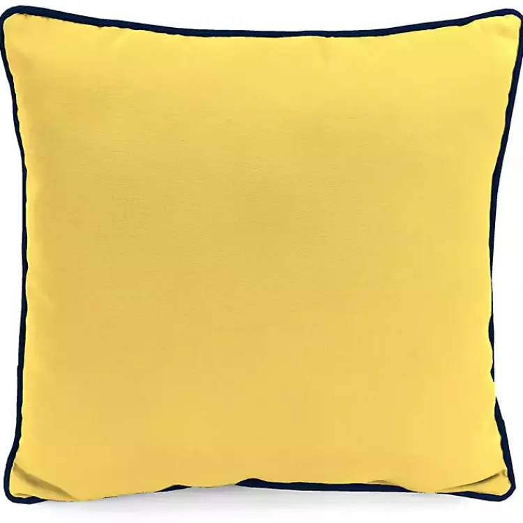 Outdoor Cushions & Pillows-Kirklands Home Blue & Yellow Bee Happy Outdoor Pillow